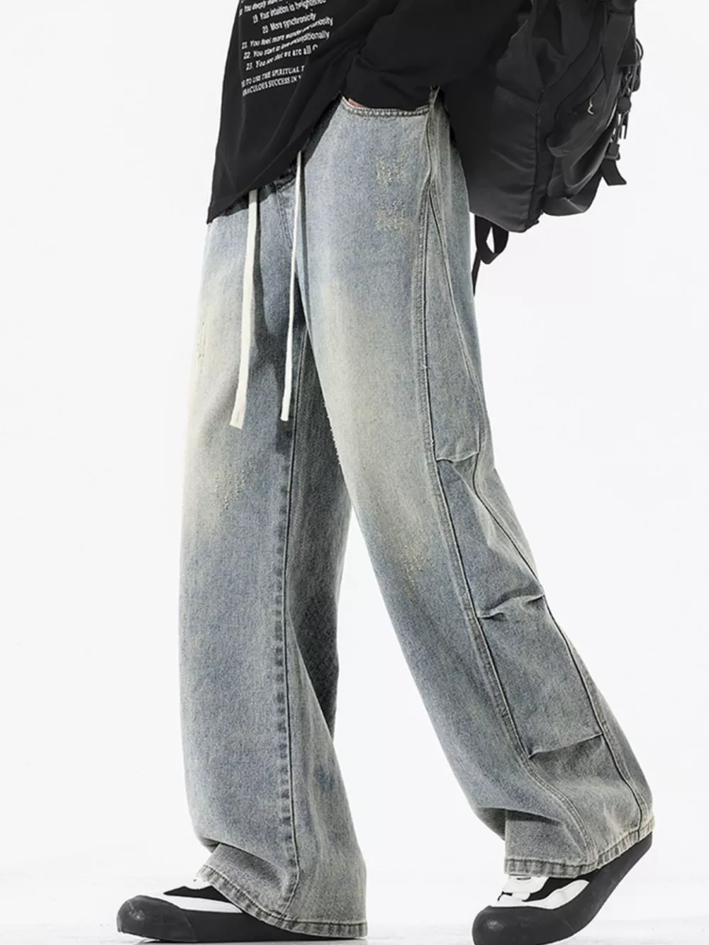 Men's Full Size Vintage Wash Wide Leg Jeans Plus Size, image 3