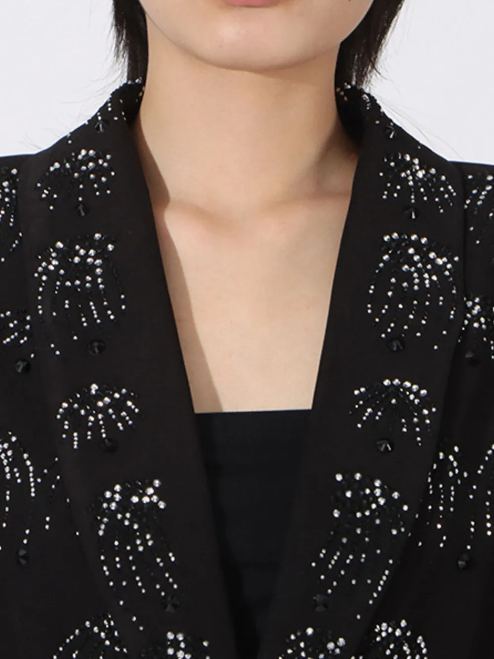 Rhinestone Button Down Long Sleeve Blazer, image 4