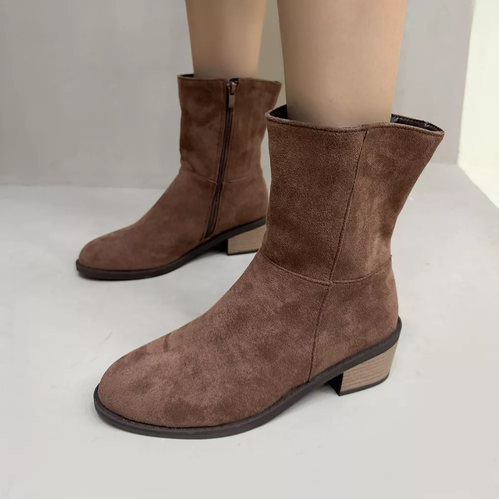 Round Toe Block Heels Ankle Boots, image 3