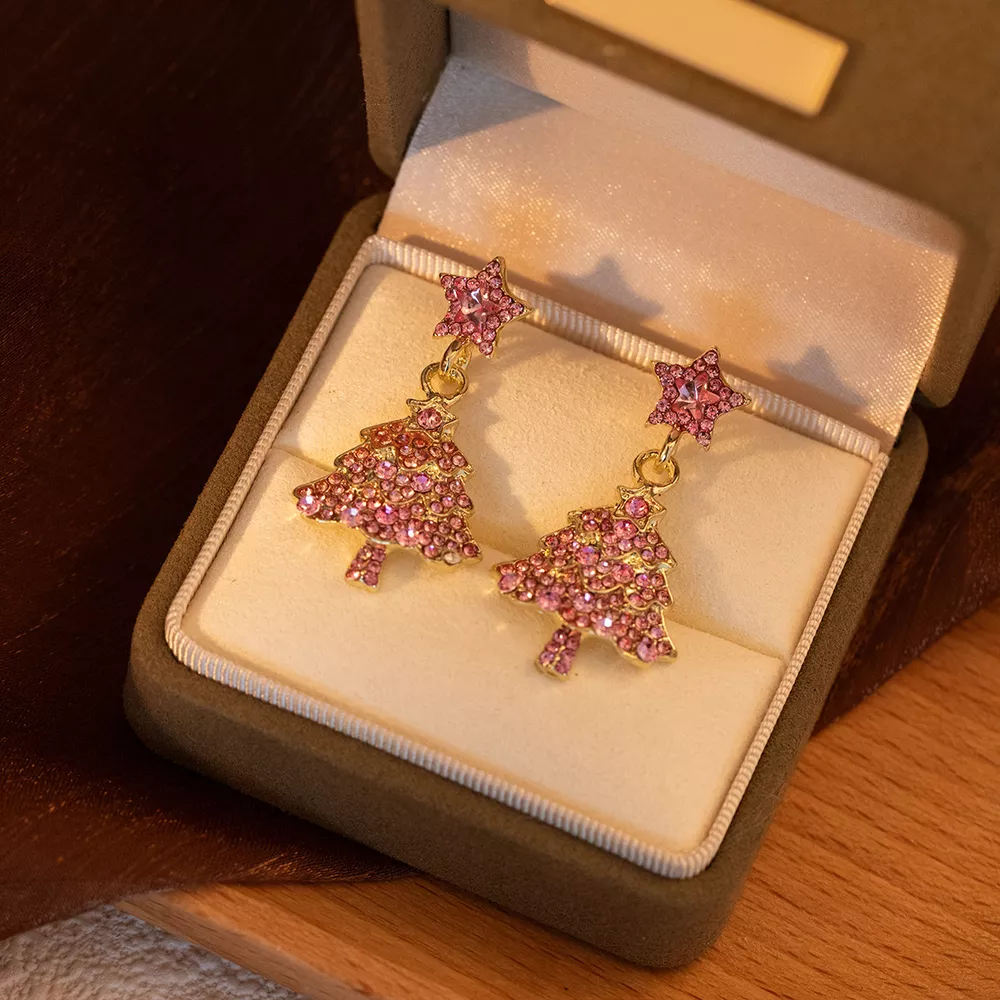 Christmas Tree Star Dangle Earrings, image 3