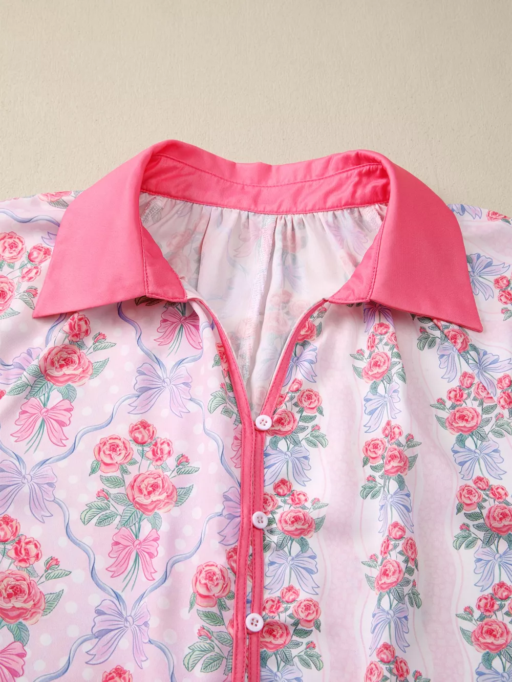 Floral Collared Ruffled Half Sleeve Shirt, image 3