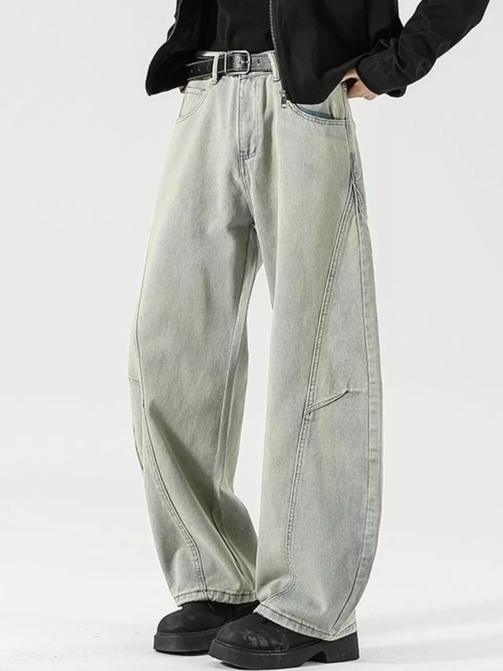 Men's Full Size Washed Wide Leg Jeans Plus Size, image 3