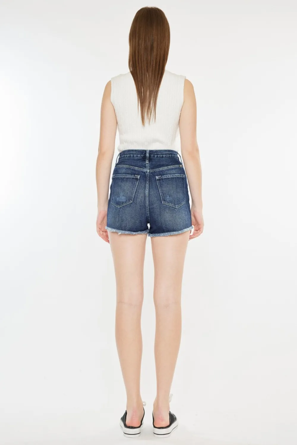 Raw Hem Button Fly Denim Shorts, image 2
