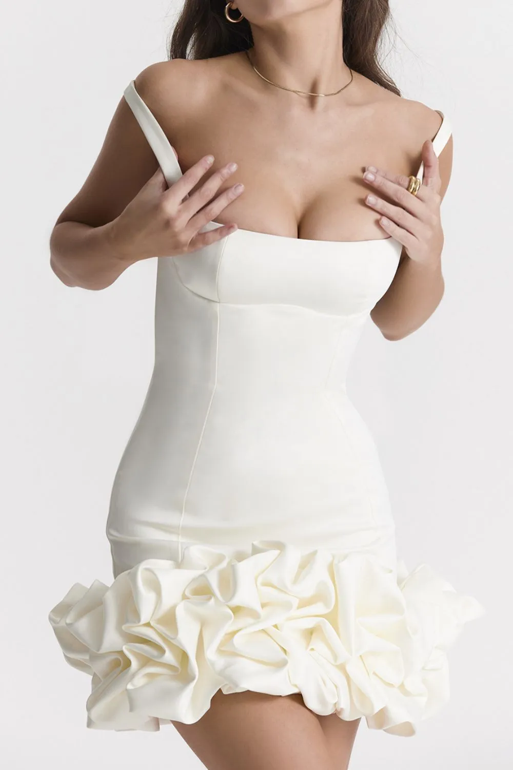 Ruched Square Neck Sleeve Mini Dress, image 2