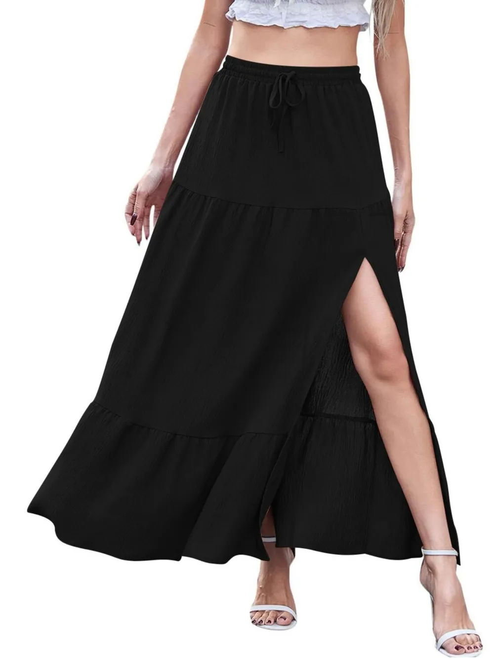 Full Size Slit Maxi Skirt Plus Size, image 3