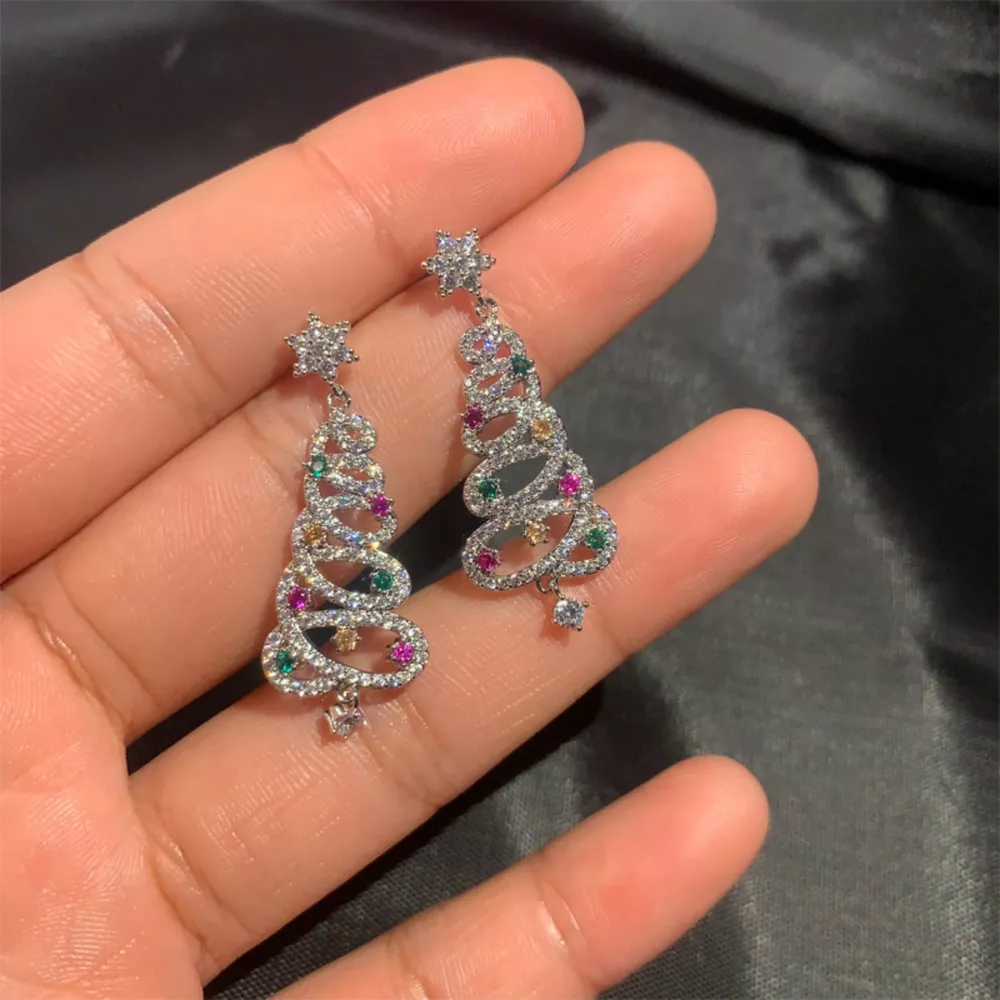 Christmas Tree Dangle Earrings, image 2