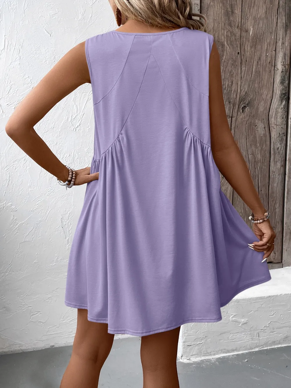 Ruched V-Neck Sleeveless Mini Dress, image 13