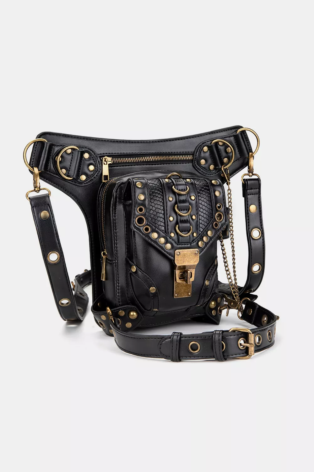 Steampunk Rivet Decor Multipurpose Crossbody Bag, image 2