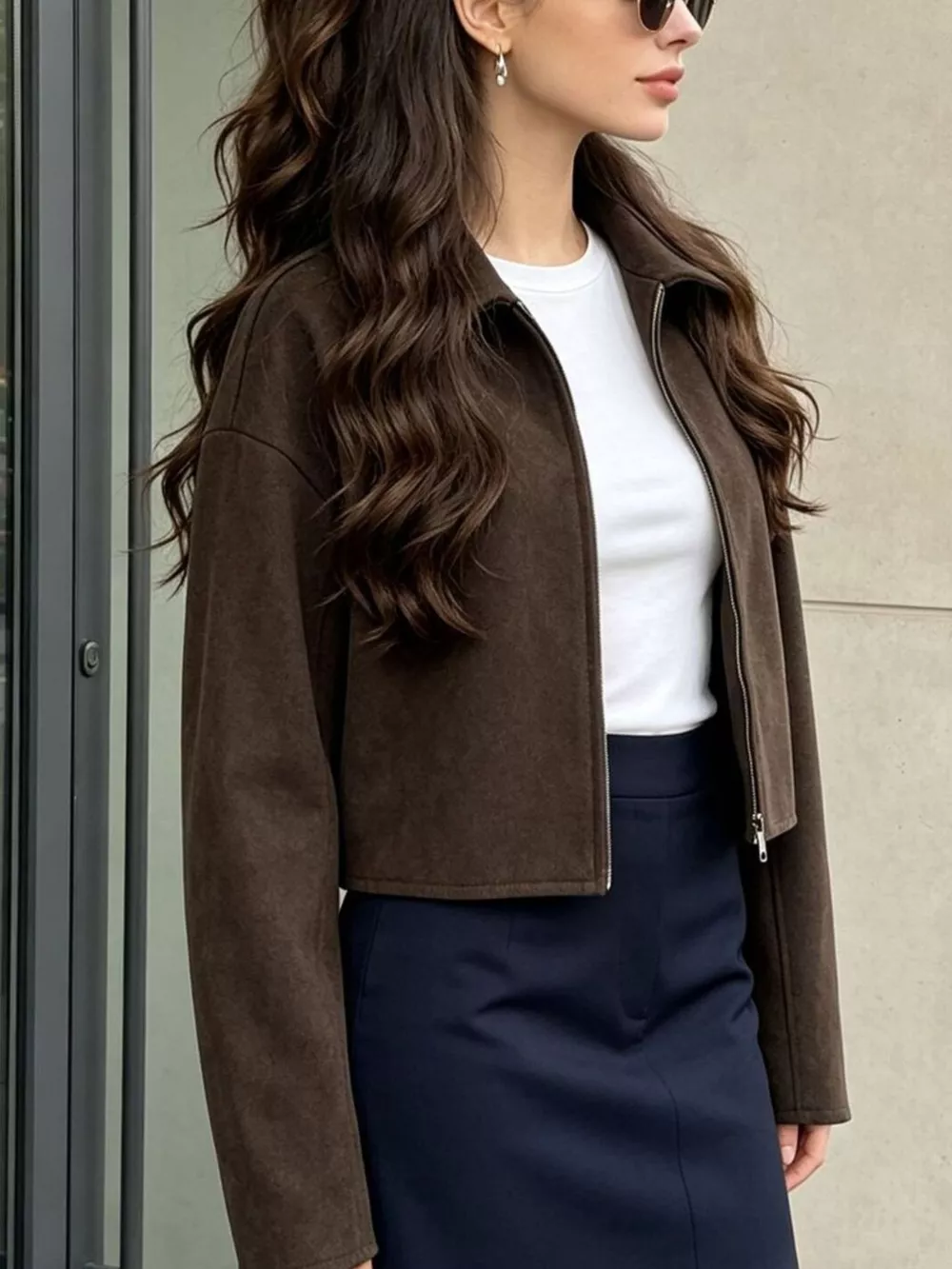Zip Up Dropped Shoulder Jacket, image 2