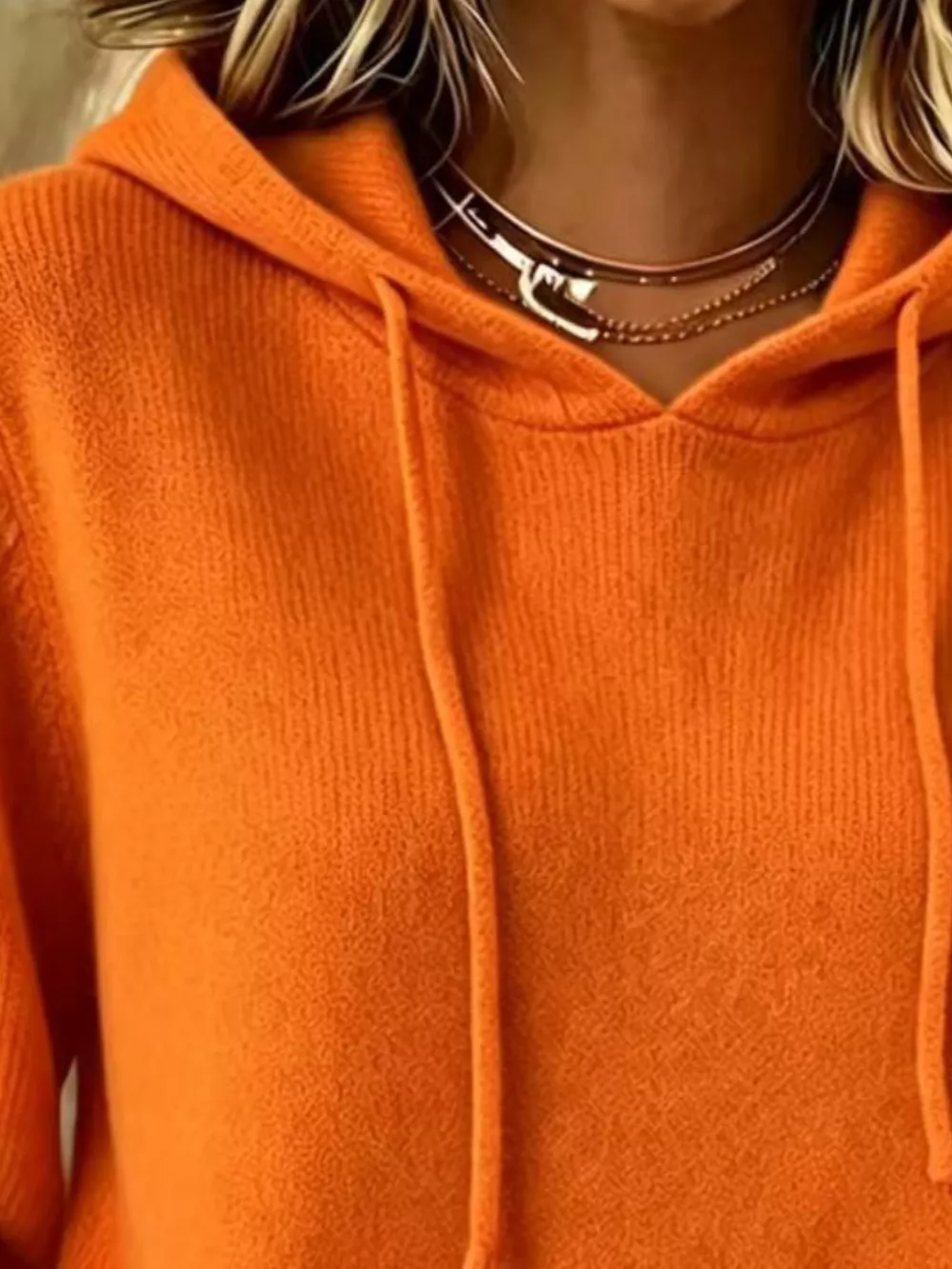 Full Size Drawstring Kangaroo Pocket Hooded Sweater Plus Size, image 8