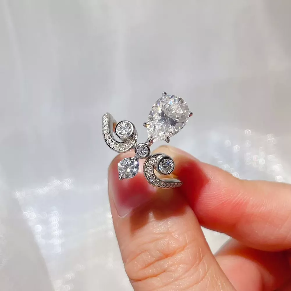 2 Carat Moissanite 925 Sterling Silver Ring, image 2