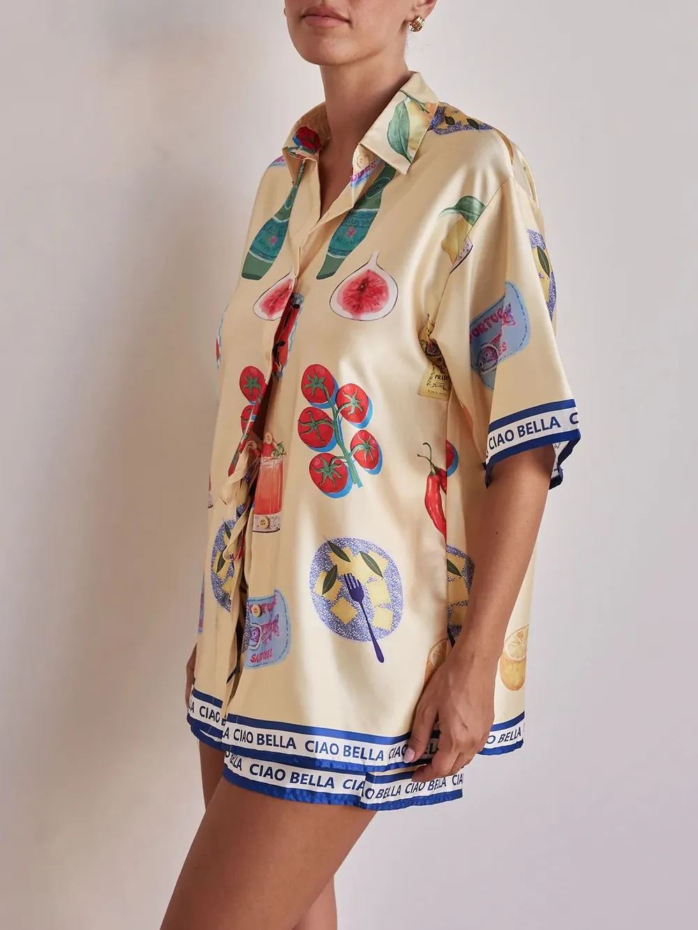 Printed Button Up Top and Shorts Set, image 3