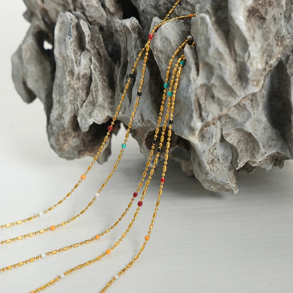 18K Gold-Plated Oil Drip Bead Necklace, image 5