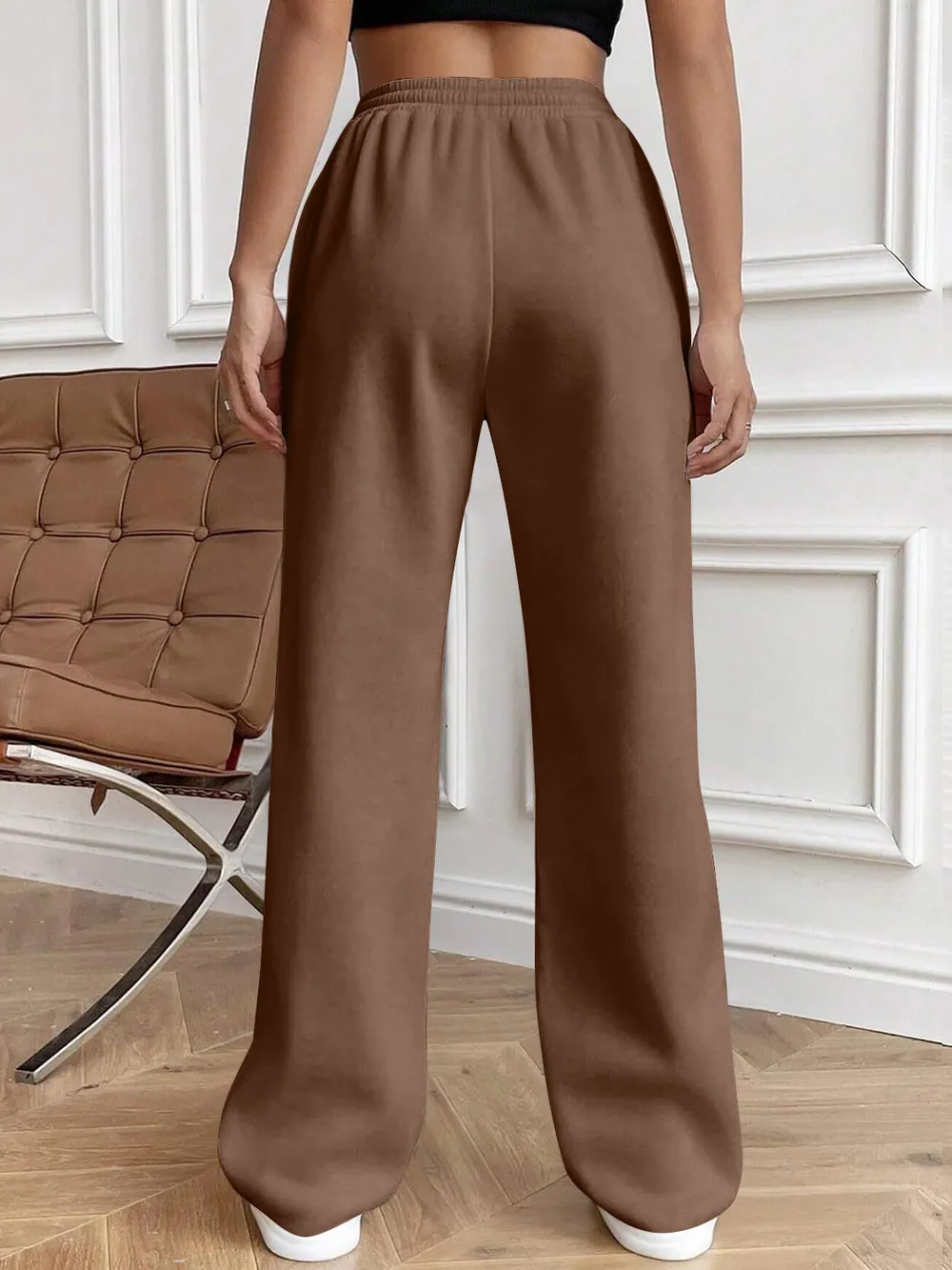 Drawstring Elastic Waist Pants with Pockets, image 12
