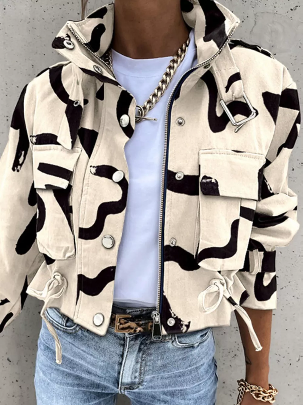 Snap Down Cropped Jacket, image 2