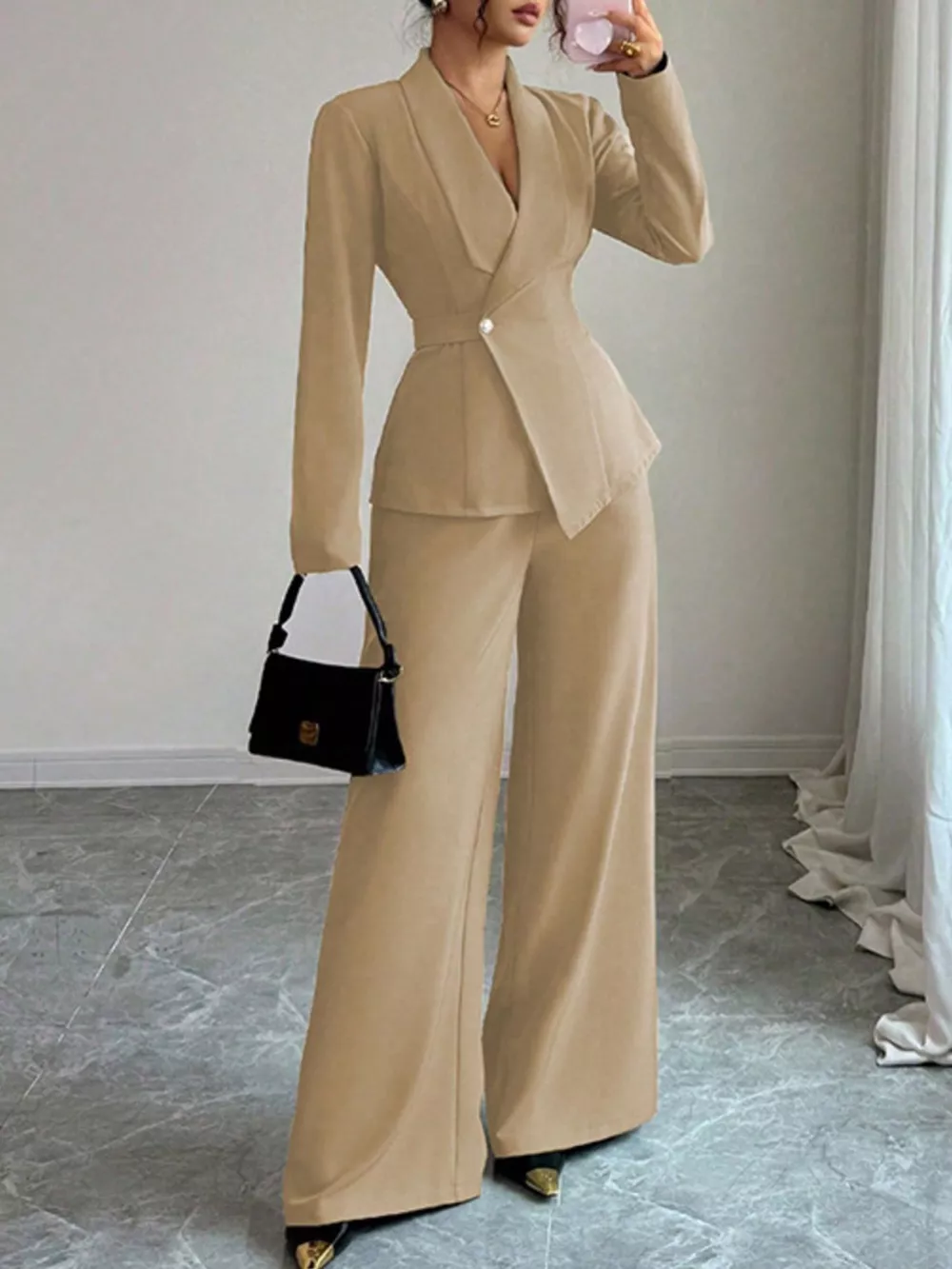 One Button Blazer and Pants Set, image 2
