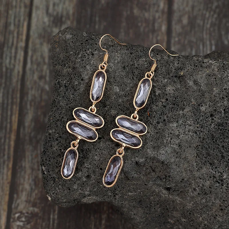 Alloy Colourful Stone Earrings, image 3
