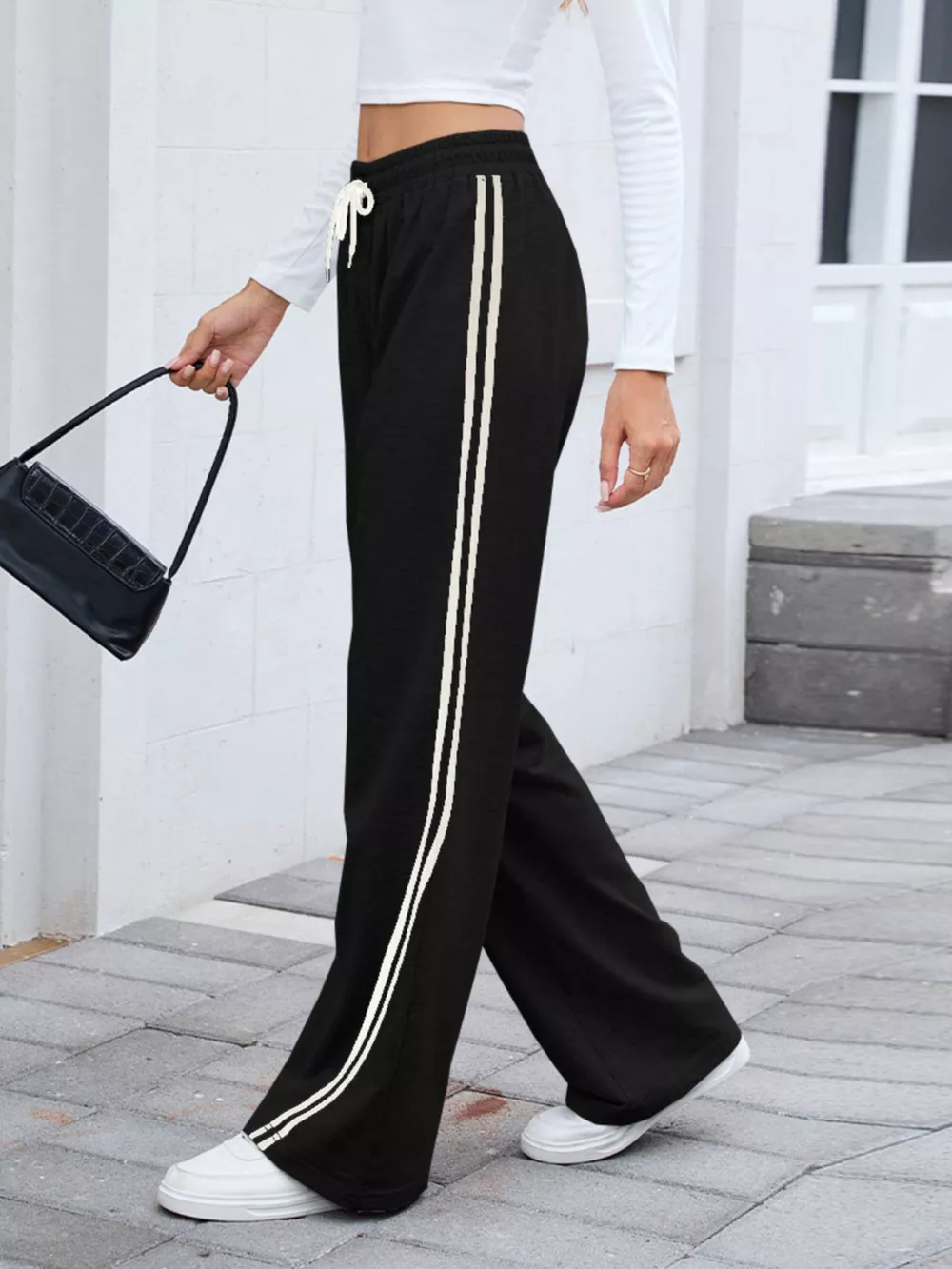 Side Striped Wide Leg Pants, image 2