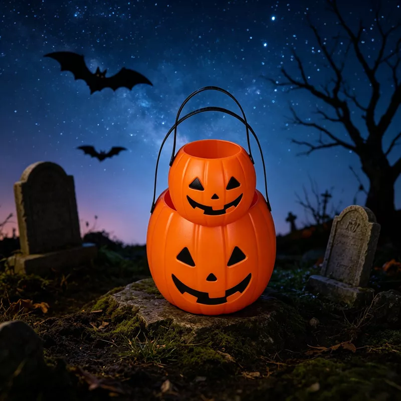 Halloween Decorative Pumpkin Bucket with Handle Set, image 8