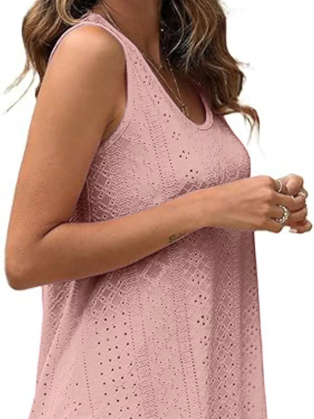 Eyelet Scoop Neck Tank, image 4