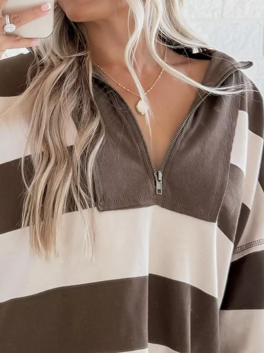 Striped Quarter-Zip Long Sleeve Sweatshirt, image 2