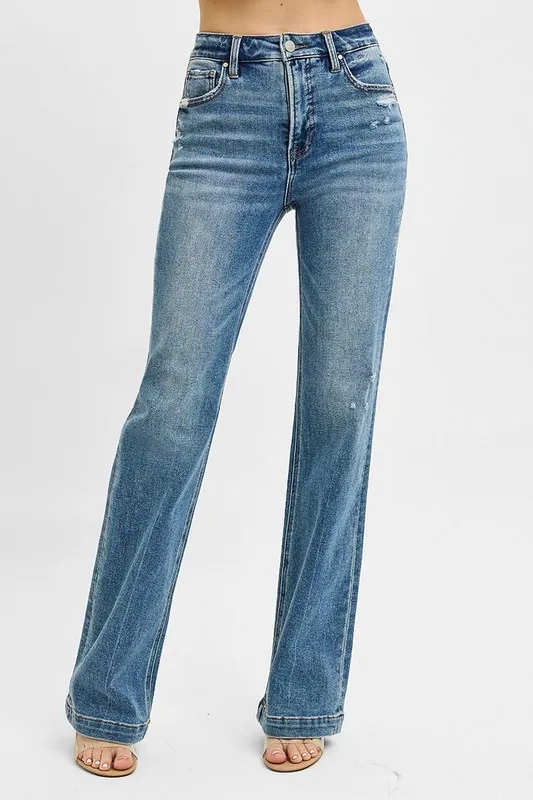 Full Size Distressed Detail Bootcut Jeans Plus Size, image 2