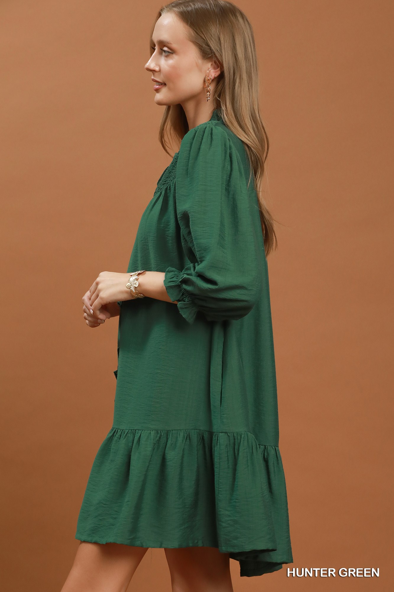 Smocked Ruffle Detail Tiered Mini Dress, image 2