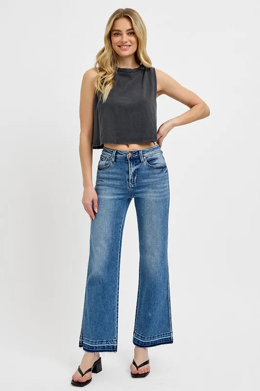 Full Size Raw Hem Ankle Bootcut Jeans Plus Size, image 4