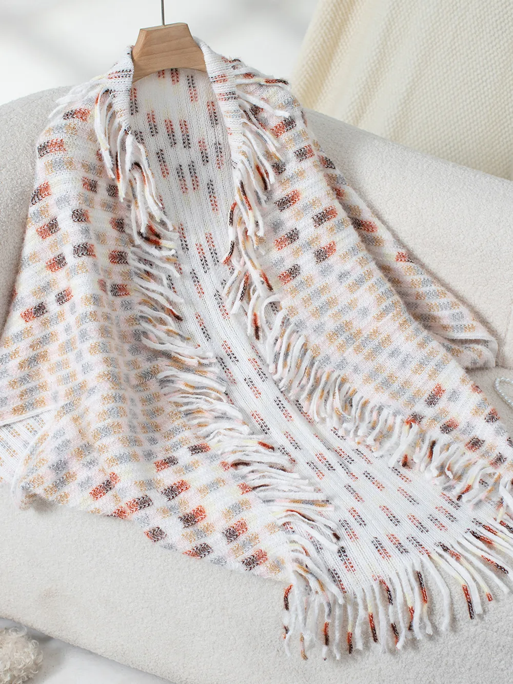 Fringe Open Front Half Sleeve Poncho, image 9