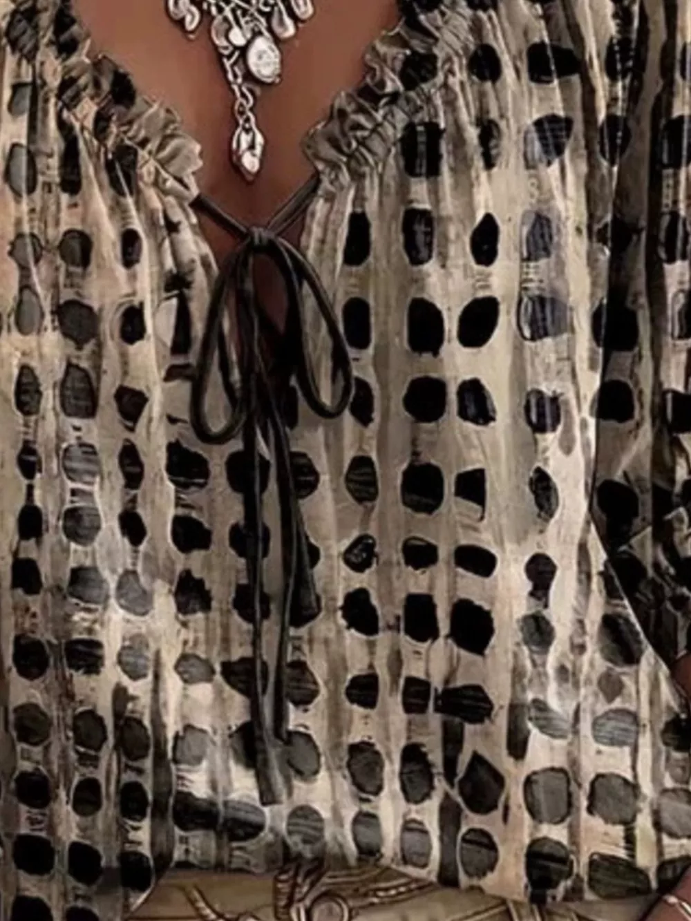 Full Size Tie Neck 3/4 Sleeve Blouse Plus Size, image 18