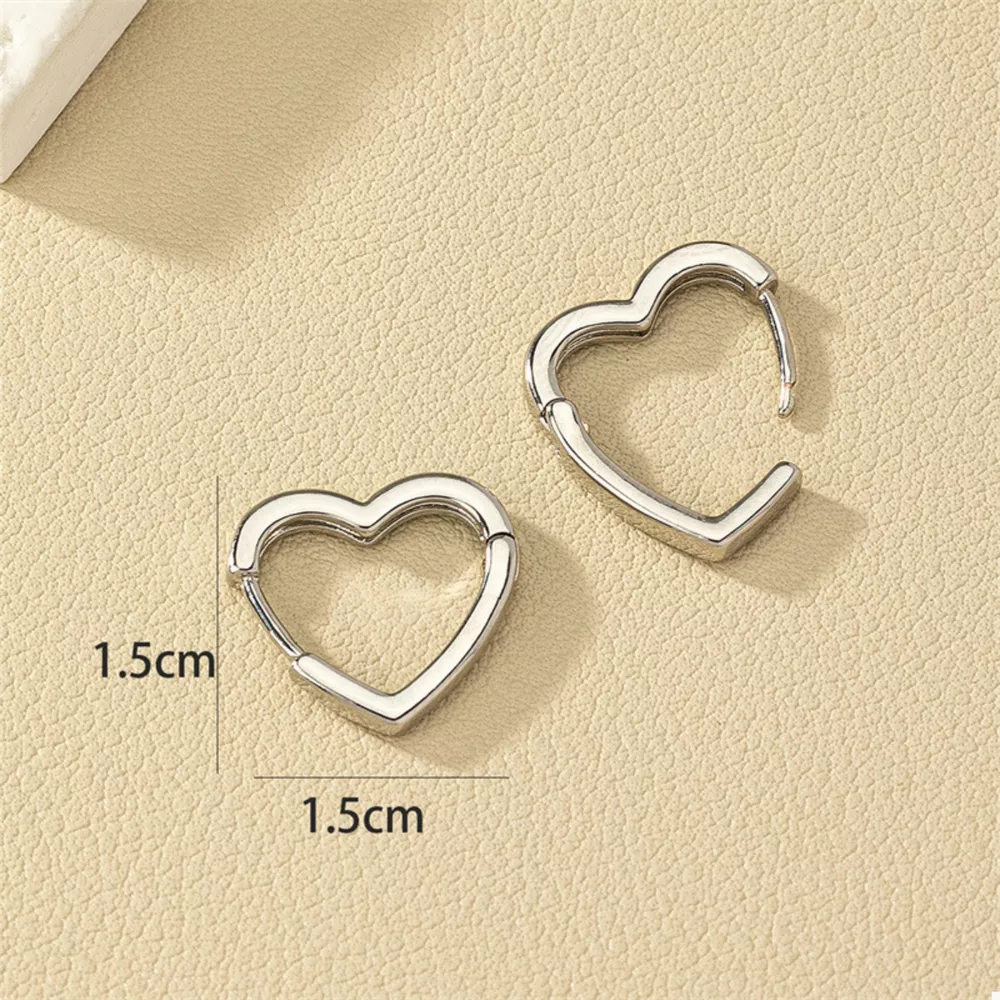 Alloy Heart Shape Hoop Earrings, image 2