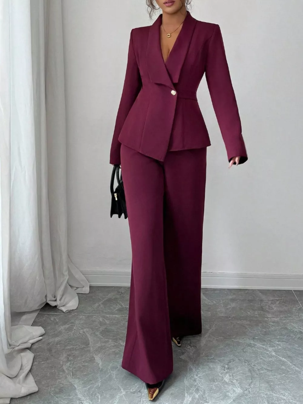 One Button Blazer and Pants Set, image 3