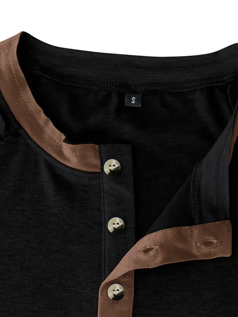 Men's Full Size Casual Henley Short Sleeve Top with Contrast Collar Plus Size, image 4