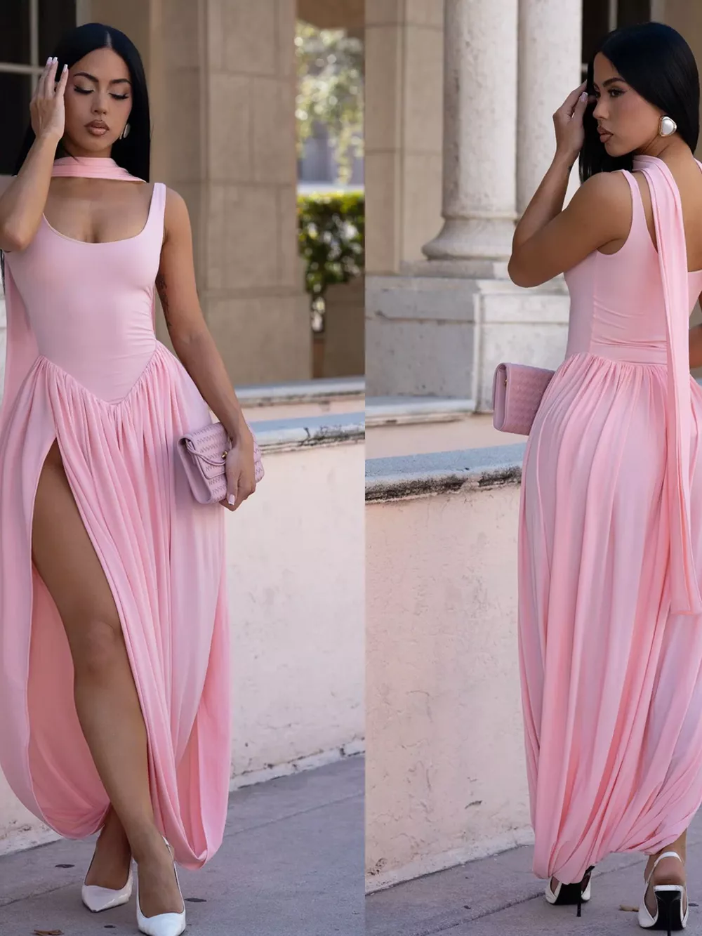 Scoop Neck Slit Maxi Dress, image 4