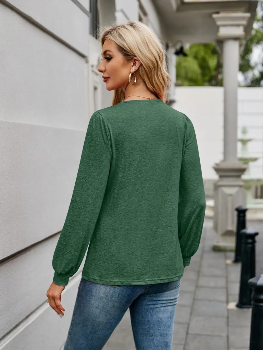 V-Neck Long Sleeve T-Shirt, image 9