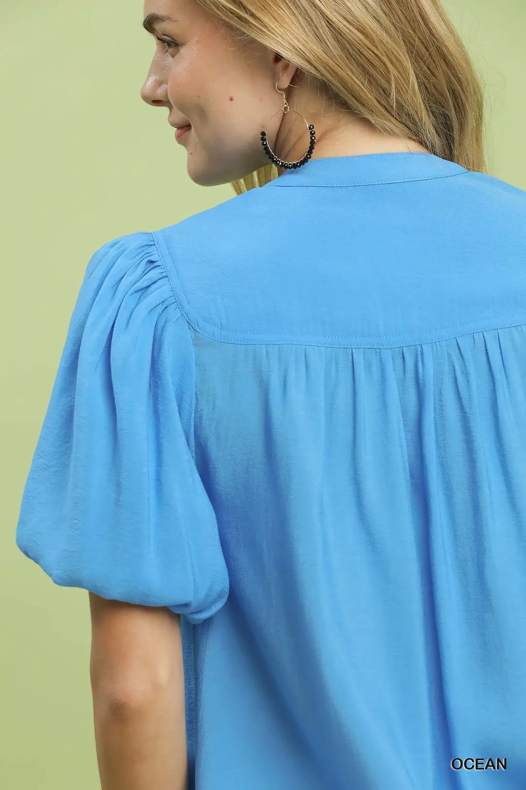 Button-Down Puff Sleeve Shirt, image 4