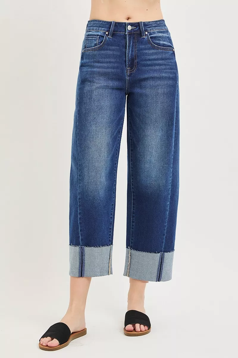 Full Size Slouchy Crop Barrel Cuffed Jeans Plus Size, image 4
