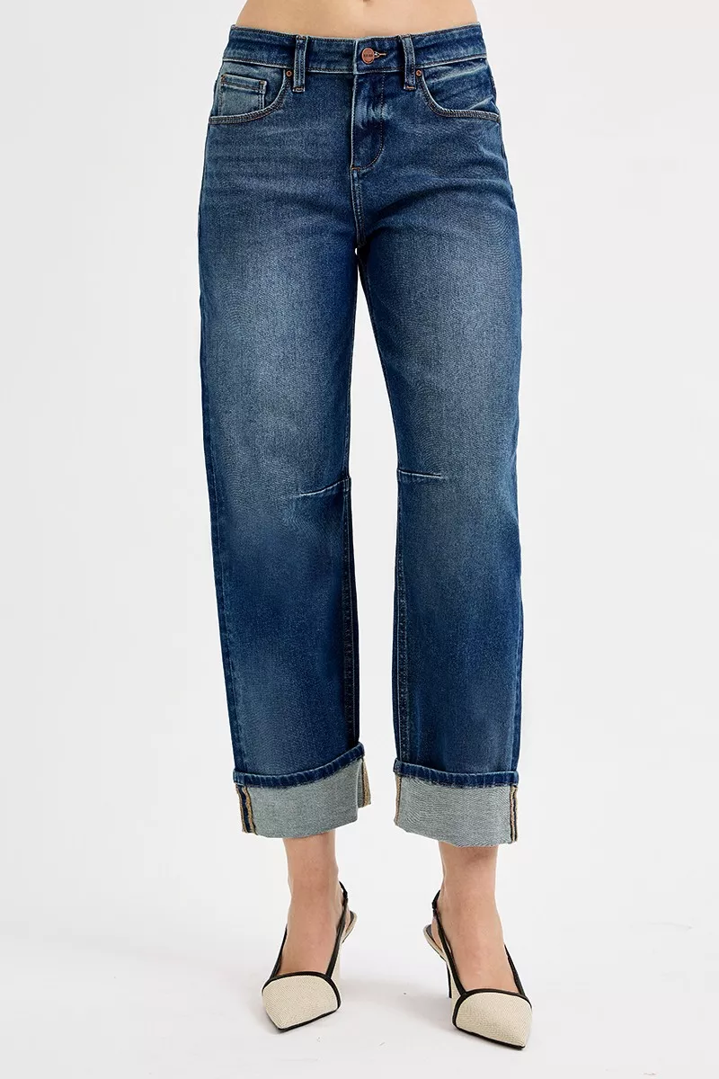 Slouchy Crop Barrel Cuffed Jeans, image 3