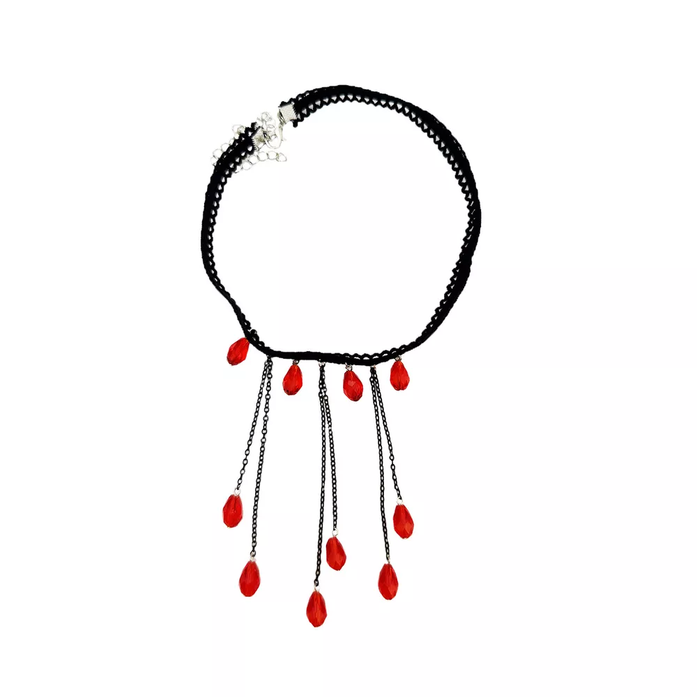 Gothic Lace Choker Necklace with Teardrop Dangle Charms, image 12