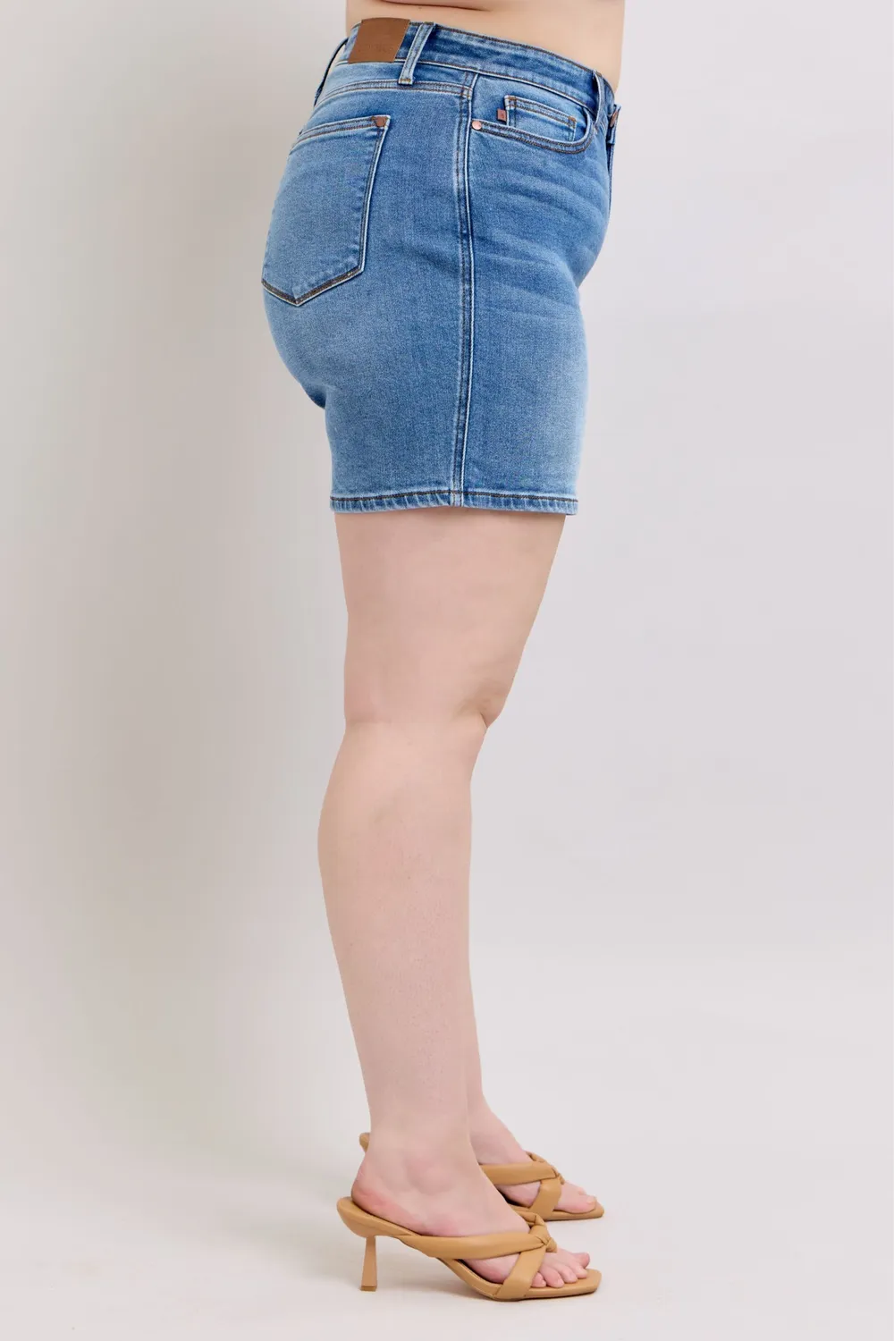 Full Size 2 Button Denim Shorts with Pockets Plus Size, image 5