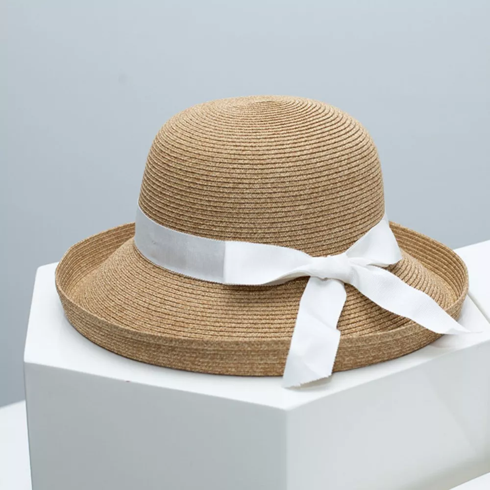 Straw Sun Hat with Ribbon Accent, image 4