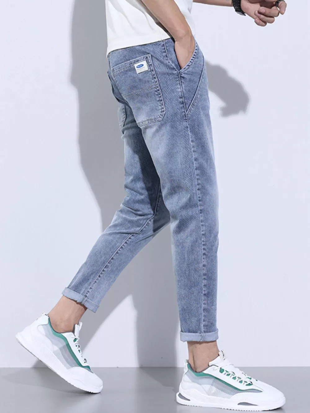 Men's Full Size Washed Skinny Jeans with Pockets Plus Size, image 4