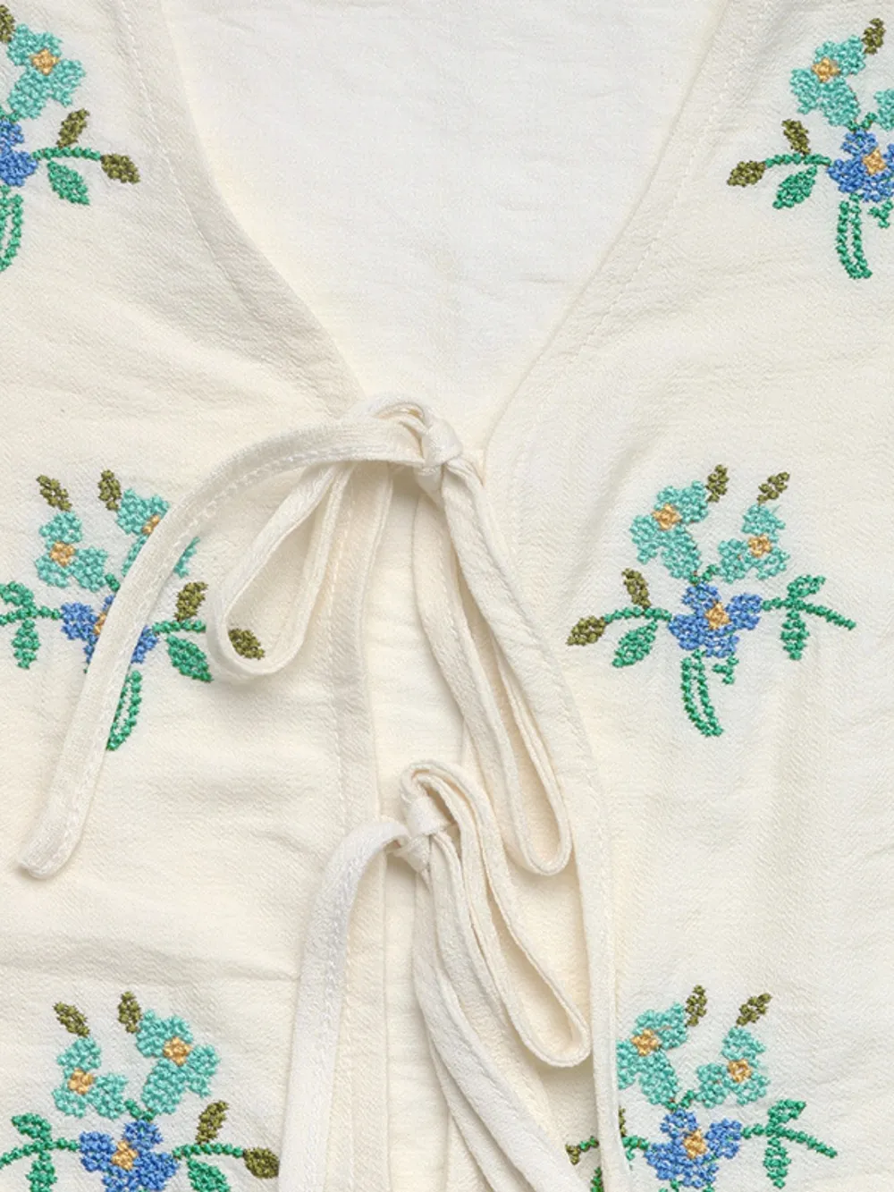 Embroidered V-Neck Short Sleeve Shirt, image 2