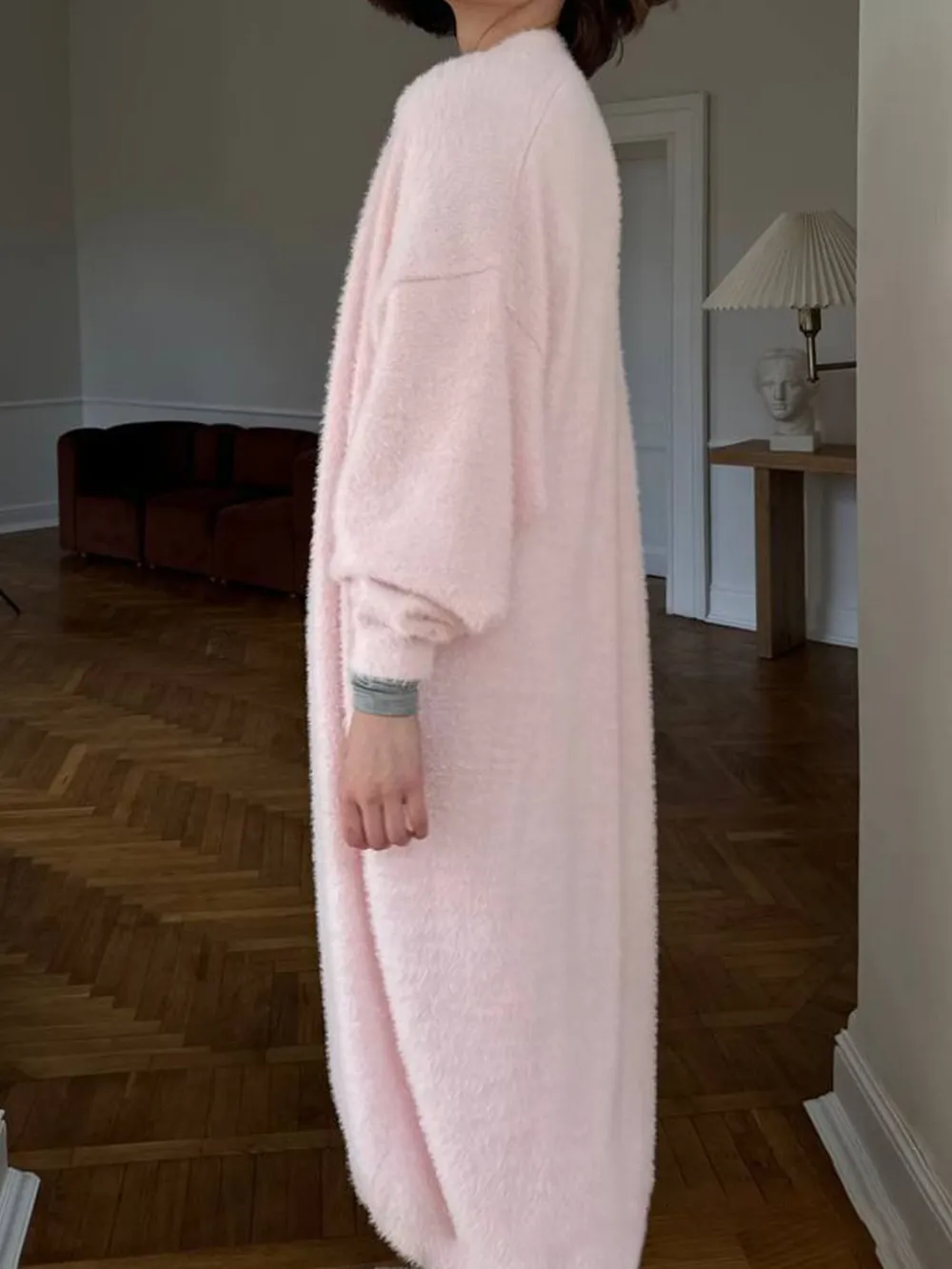 Fuzzy Open Front Solid Color Cardigan, image 18