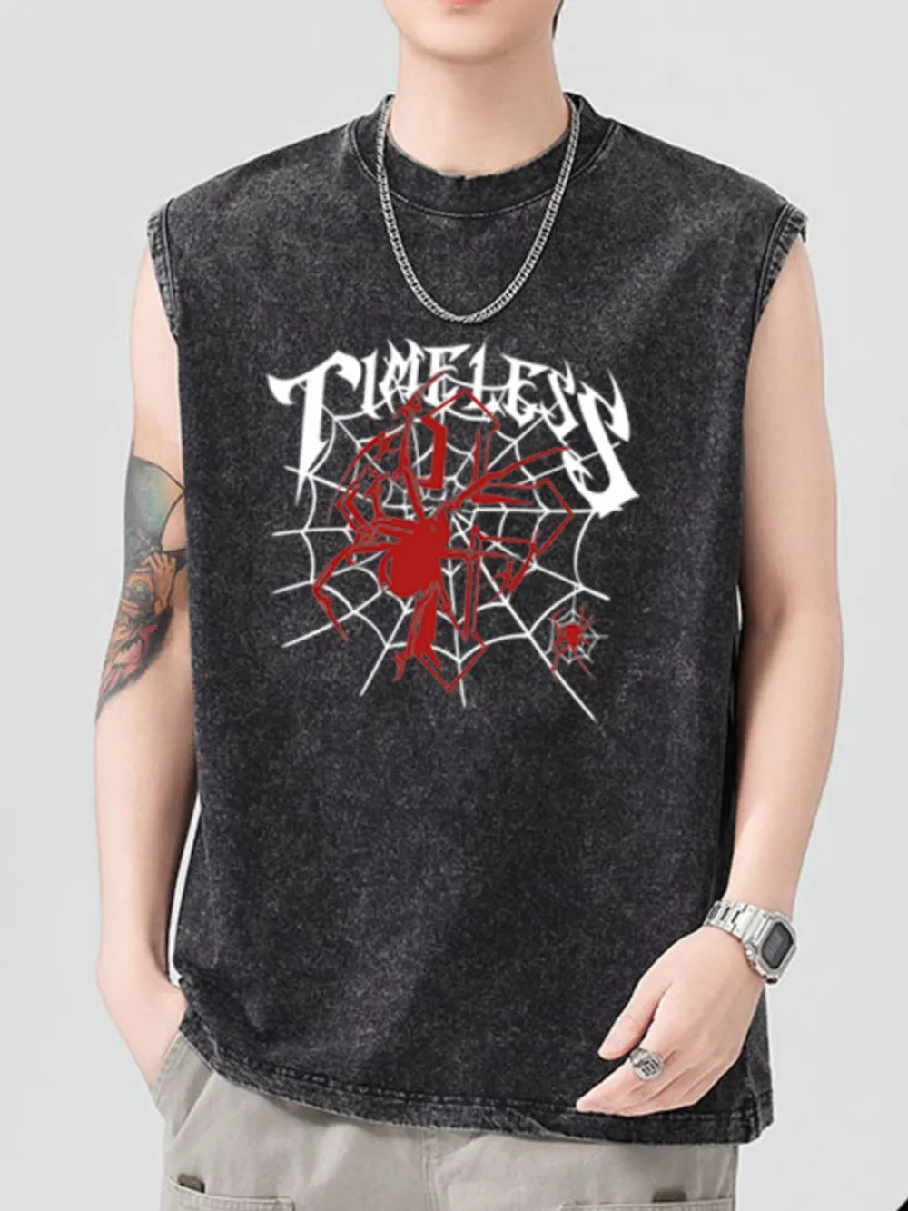 Men's Spider Round Neck Tank, image 5