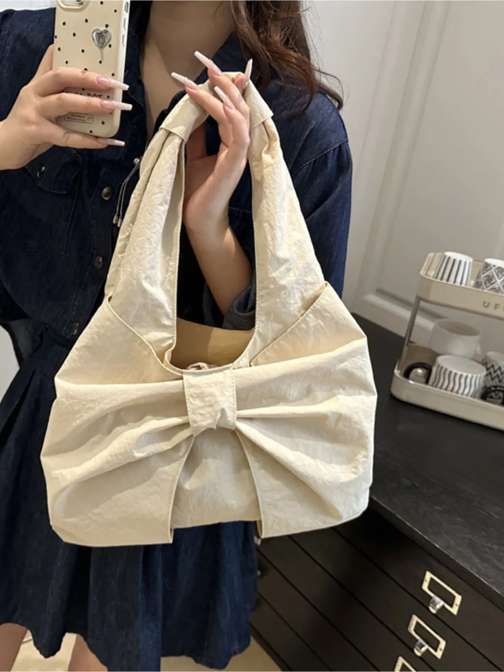 Ruched Bow Shoulder Bag, image 3
