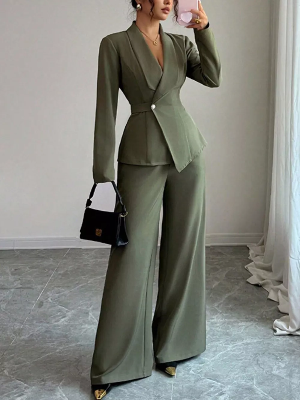 One Button Blazer and Pants Set, image 4