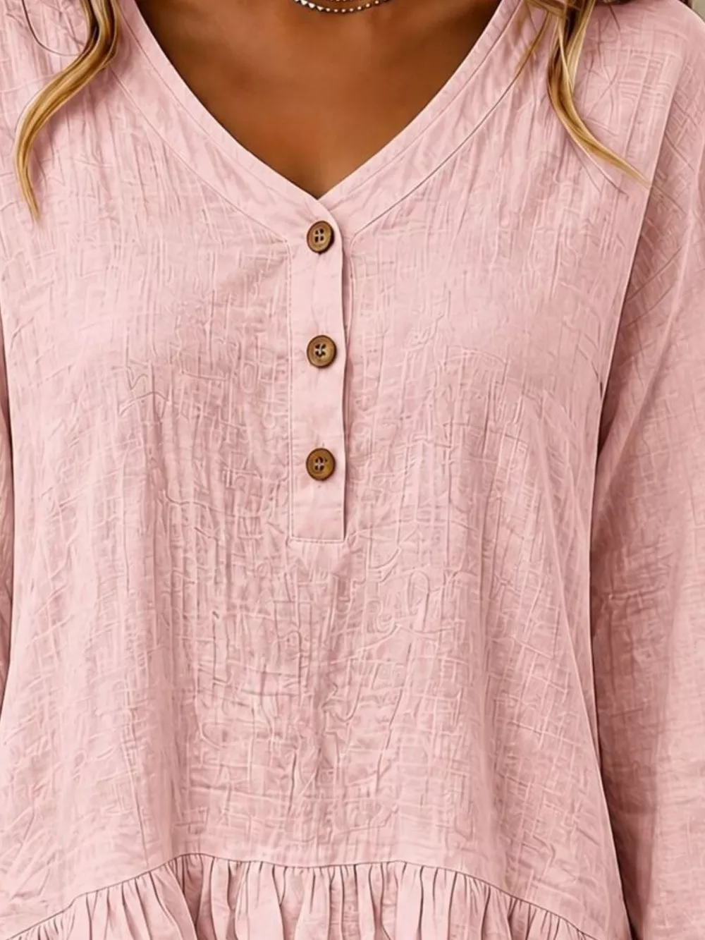 Ruffled Hem Long Sleeve Blouse, image 2