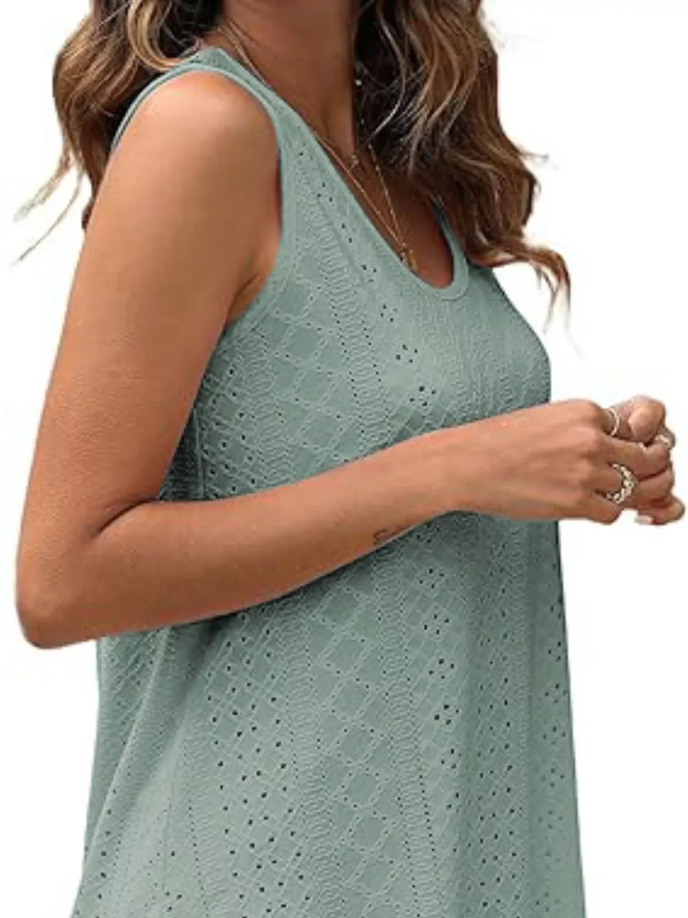 Eyelet Scoop Neck Tank, image 5