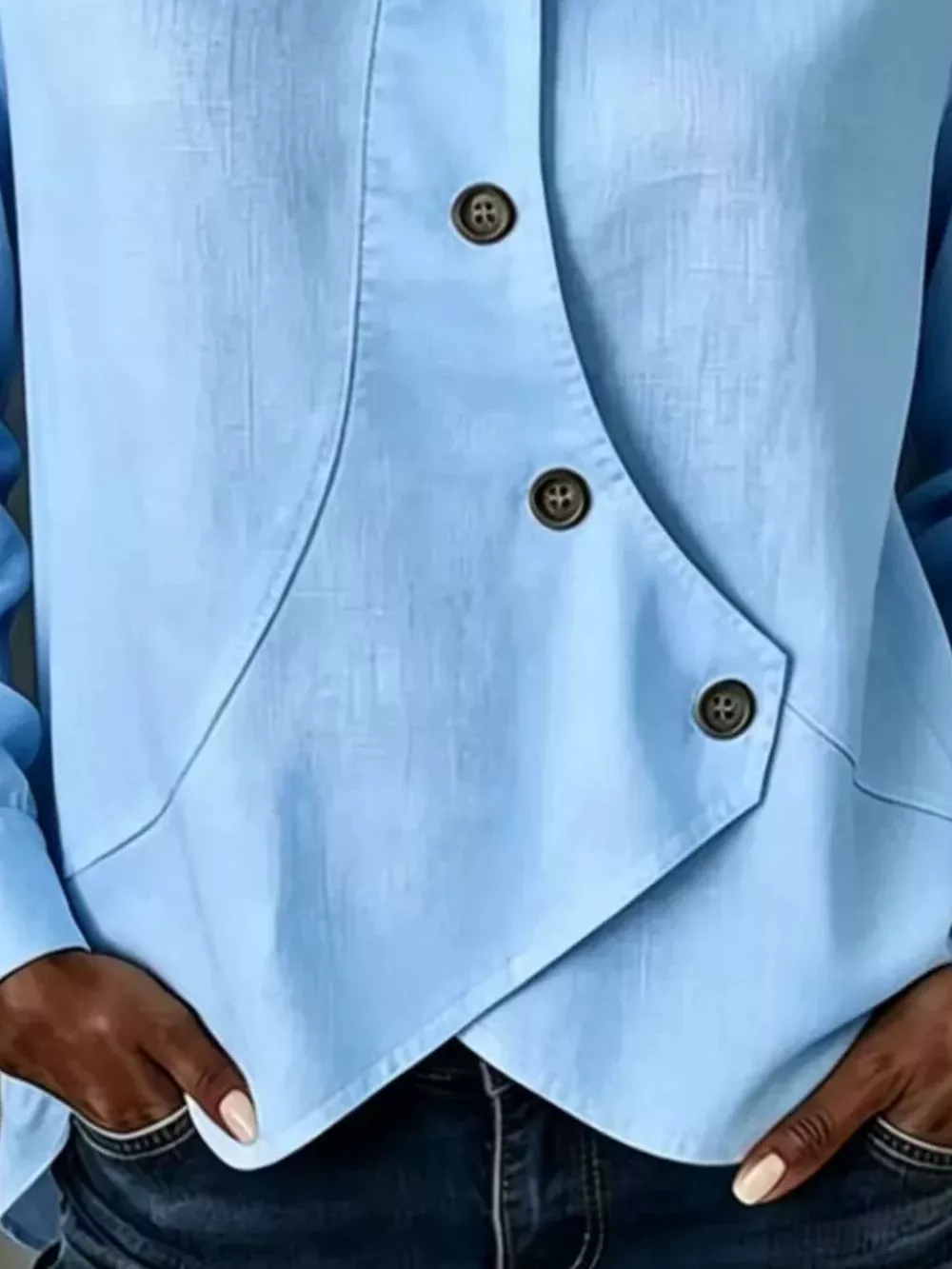Full Size Asymmetrical Button Down Shirt Plus Size, image 9